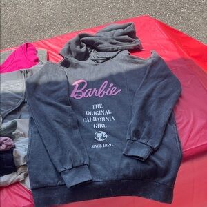 Barbie Gray Hoodie with Pink Logo
